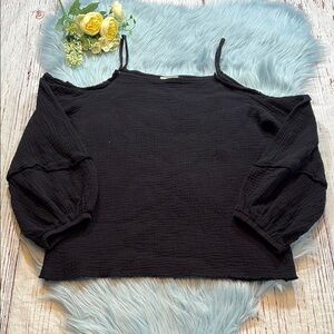 Nation LTD Black Gauze Off The Shoulder Top sz S